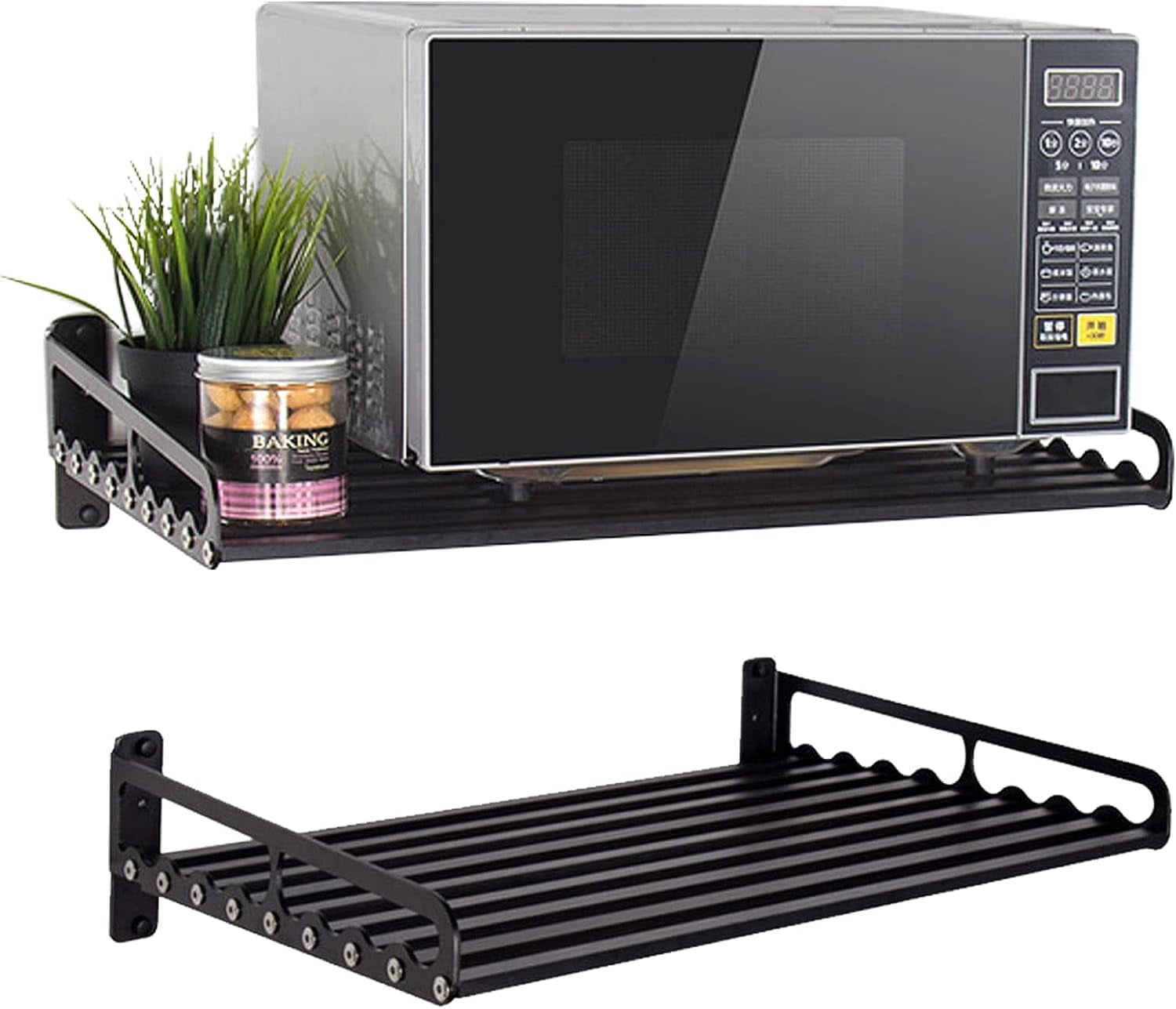 Jollebone Microwave Oven Rack 23.58"x15.52" Wall Mount Holder Shelf Kitchen Wall Pot Pan Rack