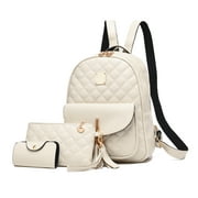 Jollebone Mini Backpack 3Pcs Fashion PU leather Backpack Purse for Women (Beige)