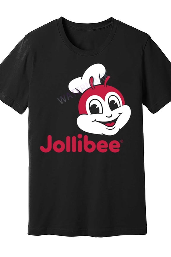 Jollibee Logo Men'S Black Cotton T-Shirt - Funny Casual Short Sleeve Crewneck, Machine Washable, Soft & Comfortable Fit, All-Season Wear