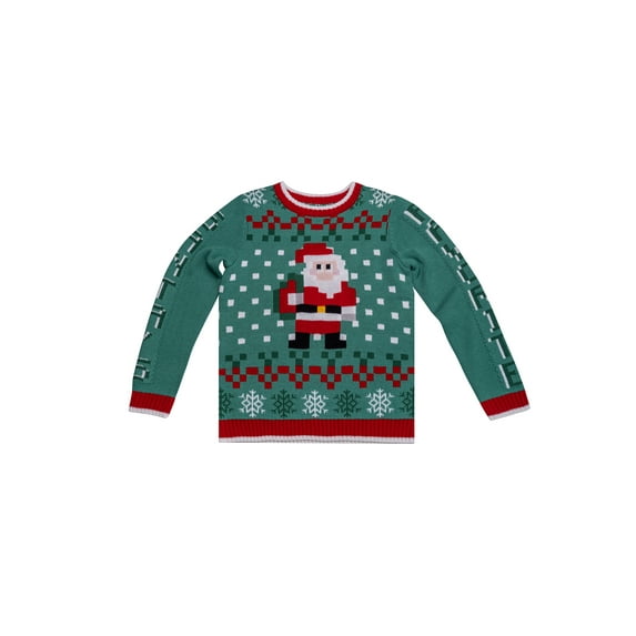 Jollidays Boys' Santa's Favorite Long Sleeve Crewneck Ugly Christmas Sweater, Size S-XL