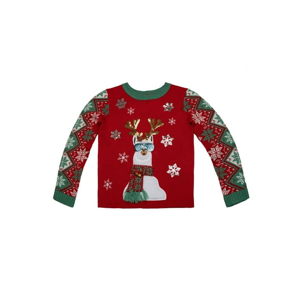 Jollidays Family Llama Motif Pullover Christmas Sweater for Boys, Sizes S -XL