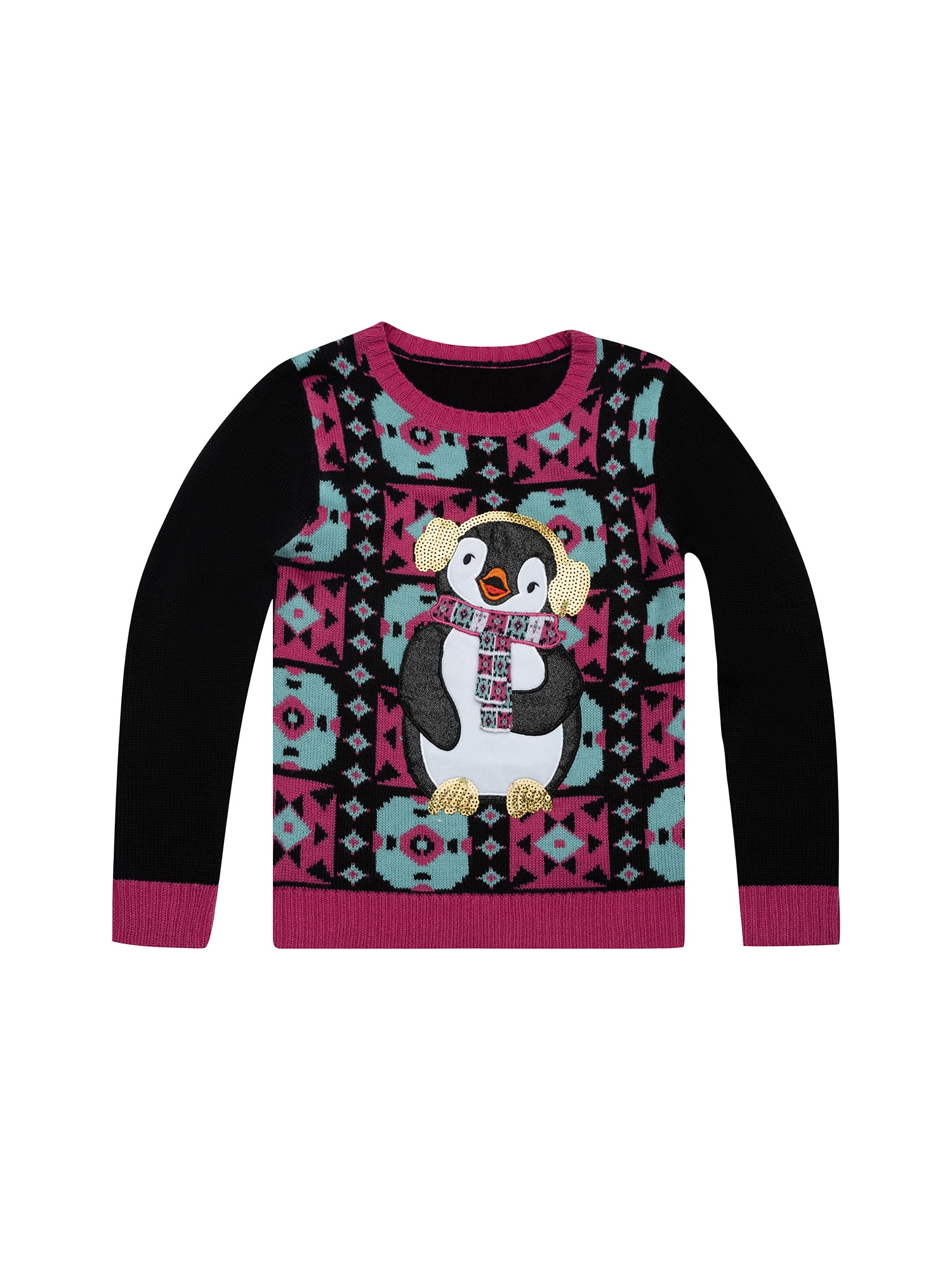 Jollidays Girls Charming Penguin Ugly Christmas Sweater Size S XL