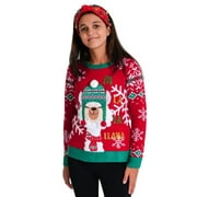 JOLLIDAYS Girls Fa La La Llama Ugly Christmas Sweater, Size S-XL