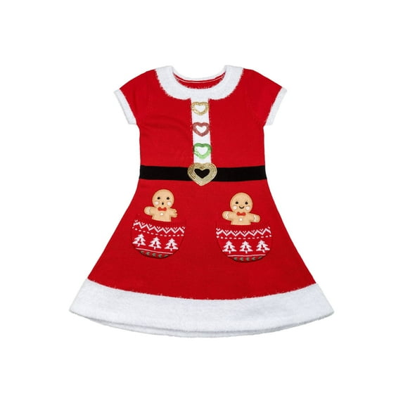 Jollidays Girls Heartwarming Gingerbread Christmas Dress, Sizes S-XL