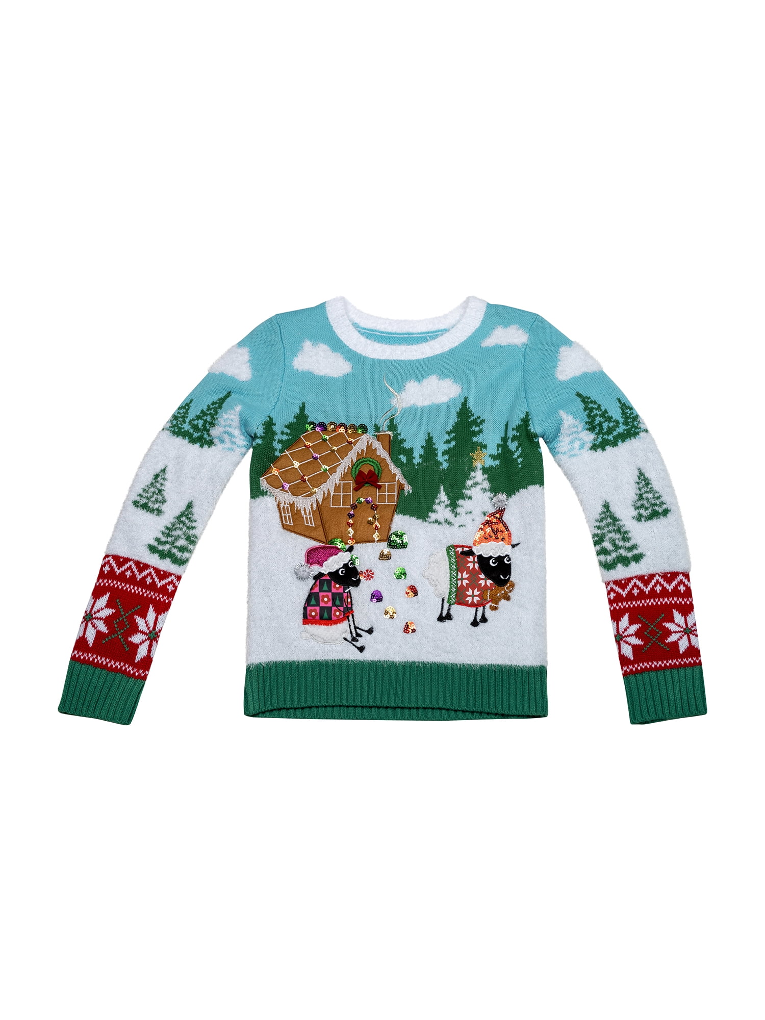 Jollidays Girls Sheep Wonderland Ugly Christmas Sweater - Walmart.com