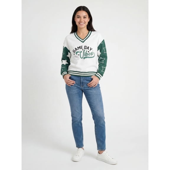 Jollidays Juniors' Game Day V-Neck Sweatshirt, Sizes S-XL