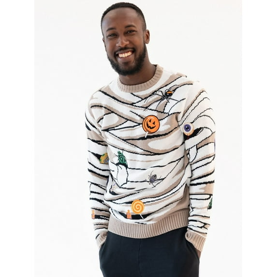 Jollidays Men's All Wrapped Up Mummy Halloween Pullover Sweater, Sizes S-XXL