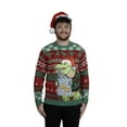 thumbnail image 1 of Jollidays Men's Hungry T-Rex Ugly Christmas Sweater with Drink Pocket, Sizes S-2XL, 1 of 6