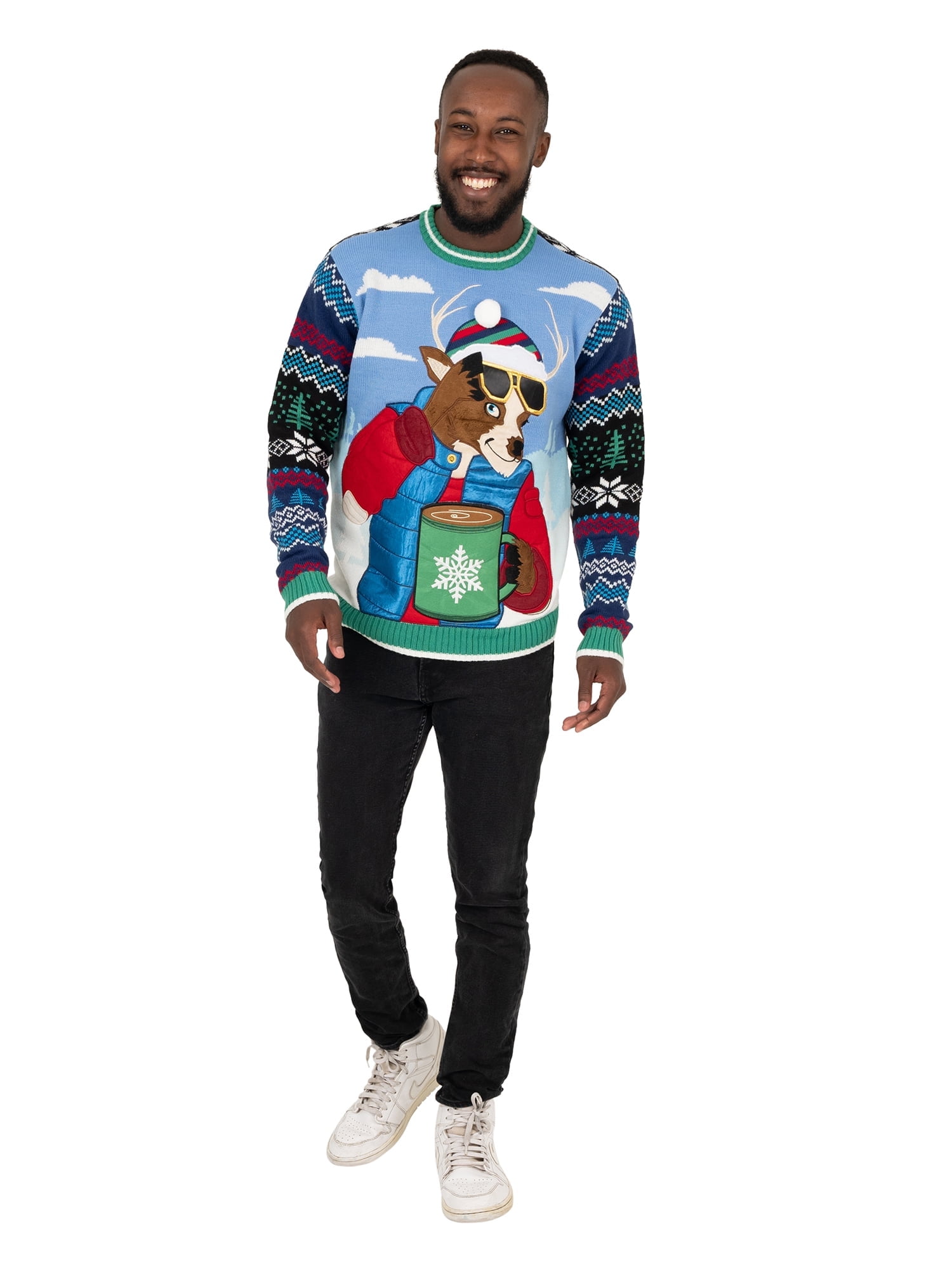 Holiday Deer Jaquard Relaxed Fit Pullover Sweater