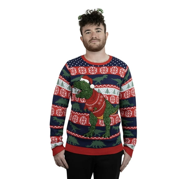 Jollidays Men's Sweater Rex Ugly Christmas Sweater, Sizes S-2XL