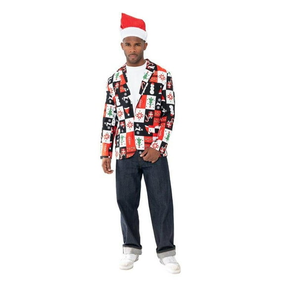 Jollidays Men's Ugly Christmas Allover Print Blazer Jacket, Sizes S-XL