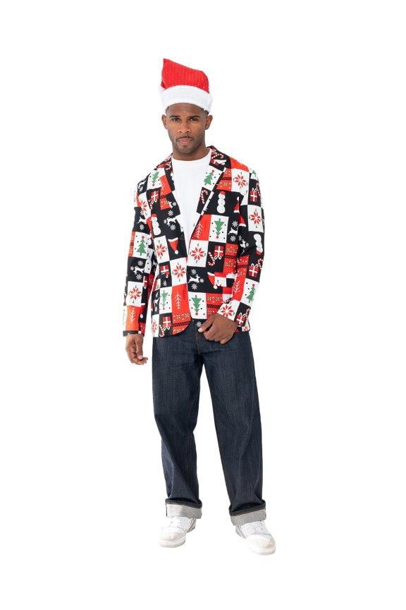 Men's Ugly Christmas Allover Print Blazer Jacket, Sizes S-XL