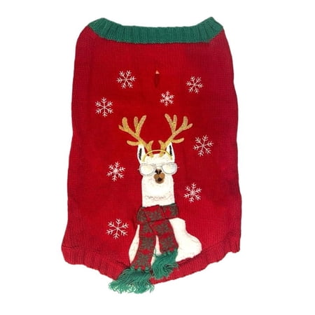 Jollidays Family Llama Motif Pullover Christmas Sweater for Pets, Sizes S-XL