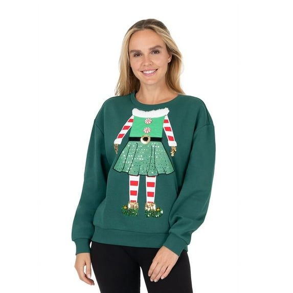 Jollidays Women's Elf Christmas Pullover Sweatshirt, Sizes S-XXL