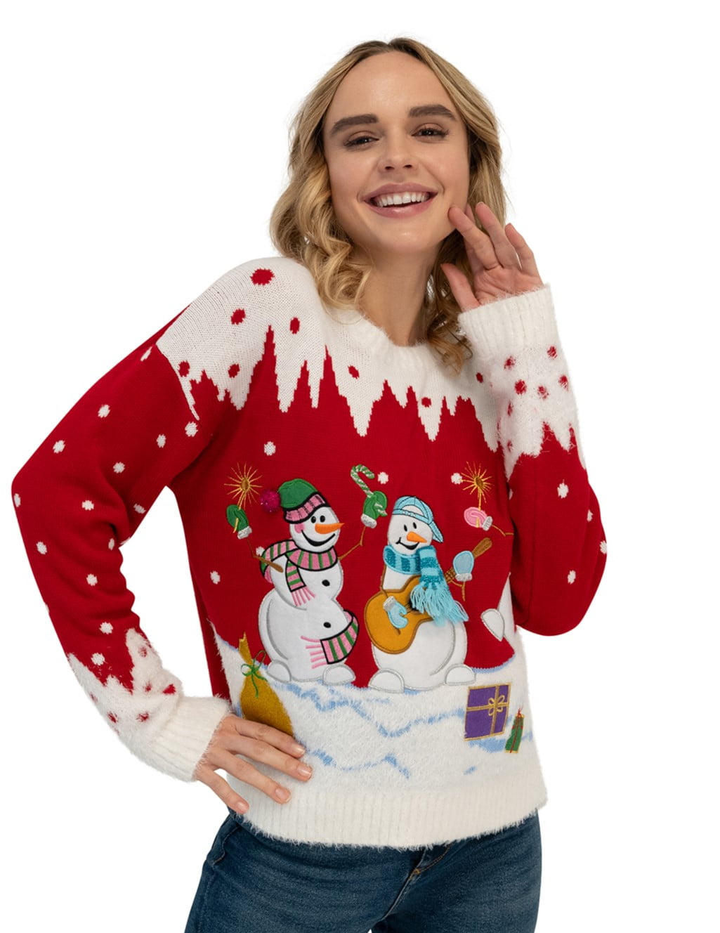 Jollidays Women's Frosty Friends Ugly Christmas Sweater - Walmart.com