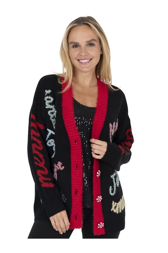 Women's Holly Jolly Long Christmas Cardigan, Sizes S-XXL
