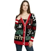 JOLLIDAYS Women's Let It Snow Ugly Christmas Boyfriend Cardigan, Sizes S-XL