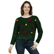JOLLIDAYS Women's Sparkling Tinsel Ugly Christmas Sweater