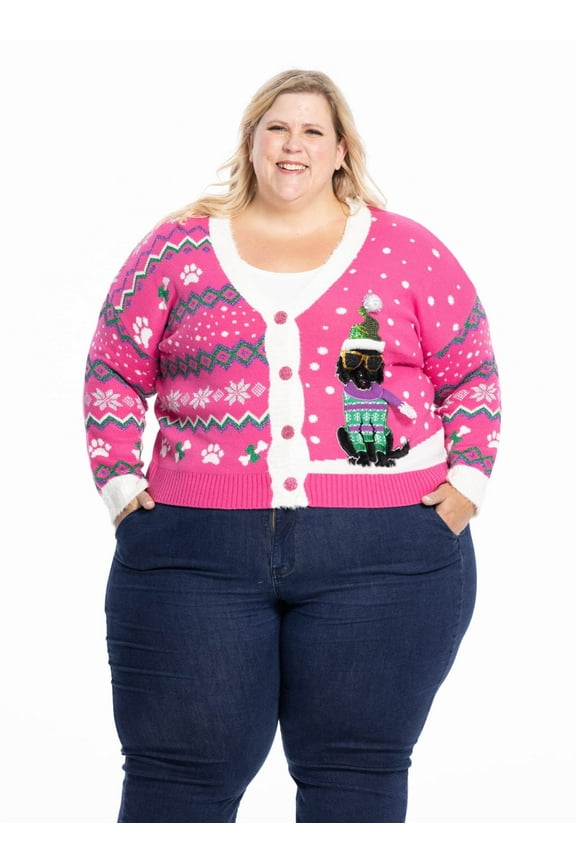 x Glitter and Lazers Women's Yappy Howlidays Cardigan, Sizes S-5X