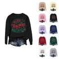 thumbnail image 1 of Jolliest Bunch Of Teachers This Side Of The Nuthouse Christmas Sweatshirts for Women Long Sleeve Crewneck Pullover Tops, 1 of 4