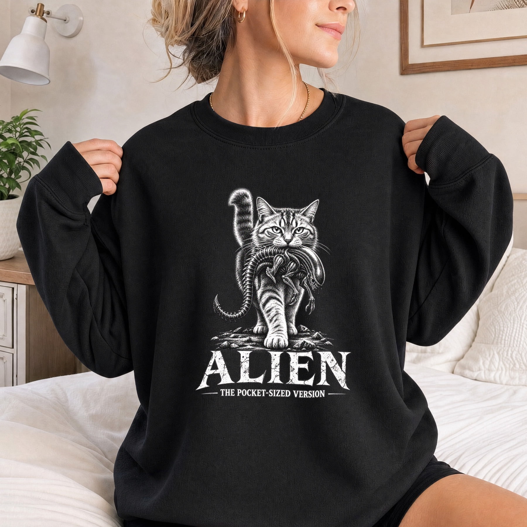 Jollimate Alien Cat Sweatshirt, Pocket-Sized Creature Design - Walmart.com