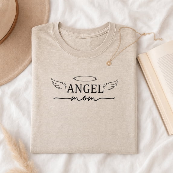 Jollimate Angel Mom Shirt, Women's Memorial Graphic Tee, Angel Wings Halo Scripture T-Shirt for Women