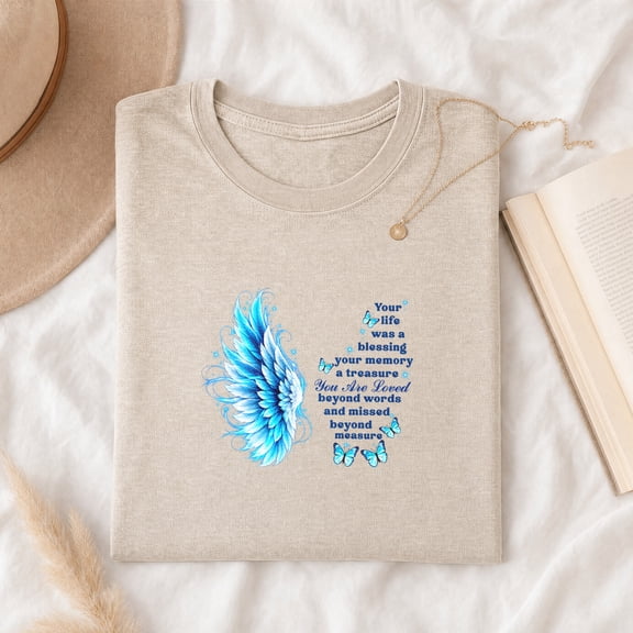 Jollimate Angel Wing Butterfly T-Shirt for Women, Memorial Shirt, Remembrance Gift for Loved One