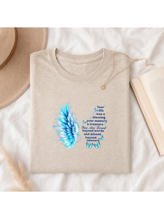 Angel Wing Butterfly T-Shirt for Women, Memorial Shirt, Remembrance Gift for Loved One