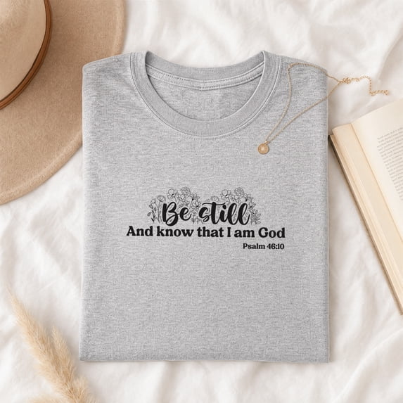 Jollimate Be Still And Know Shirt, Floral Christian Women Graphic Tee, Cool Retro Scripture T-Shirt