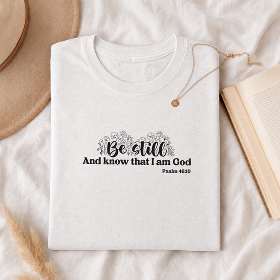 Jollimate Be Still And Know Shirt, Floral Christian Women Graphic Tee, Cool Retro Scripture T-Shirt