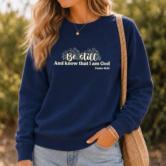 Jollimate Be Still And Know Sweatshirt, Floral Christian Women Graphic Pullover, Cool Retro Scripture Crewneck