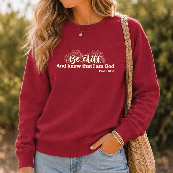 Jollimate Be Still And Know Sweatshirt, Floral Christian Women Graphic Pullover, Cool Retro Scripture Crewneck