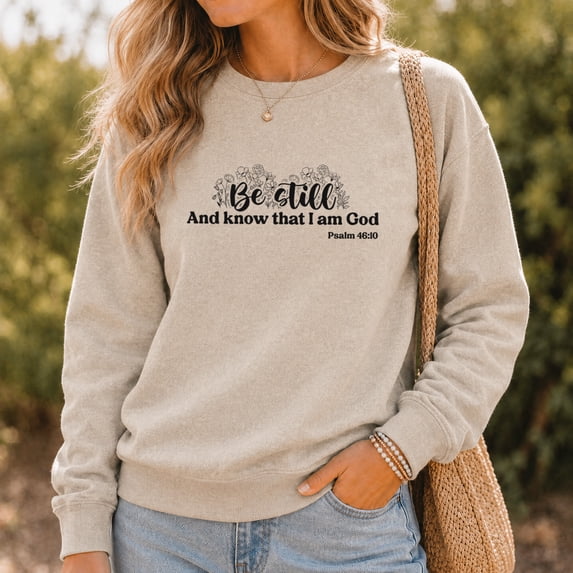 Jollimate Be Still And Know Sweatshirt, Floral Christian Women Graphic Pullover, Cool Retro Scripture Crewneck