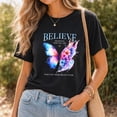 thumbnail image 1 of Jollimate Believe In Who You Are Butterfly T-Shirt, Watercolor Floral Inspirational Graphic Tee, Motivation Hope Gift for Women, 1 of 6