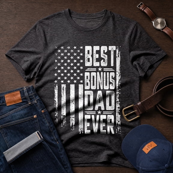 Jollimate Best Bonus Dad Ever Shirt, Step Dad Shirt, Gift For Stepdad, Stepdad Gift Tee