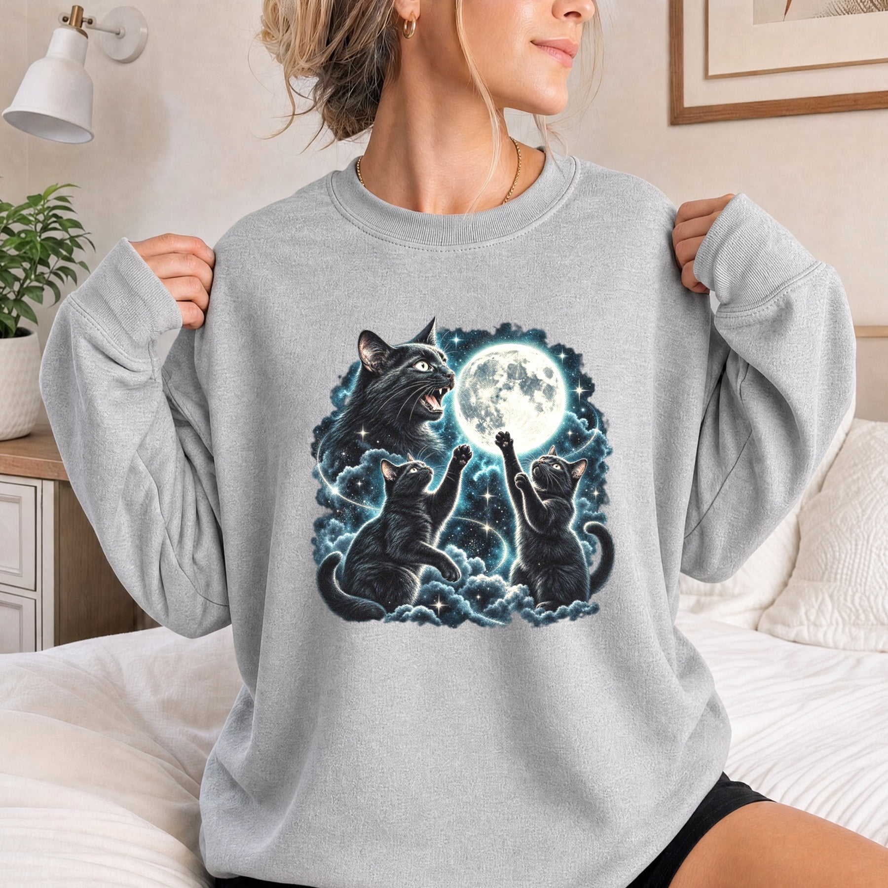 Jollimate Black Cat Moon Sweatshirt,