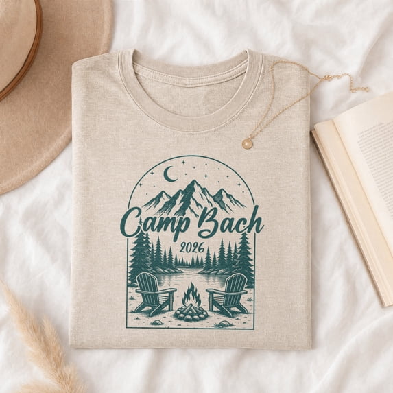 Jollimate Camp Bach 2026 Shirt, Cute Women's Camping Graphic Tee, Cool Retro Mountain Women's T-Shirt