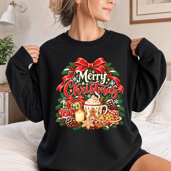 Jollimate Christmas Sweatshirt for Women, Merry Christmas Festive Graphic, Holiday Gathering Gift