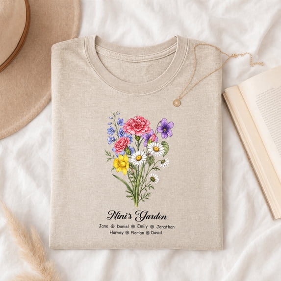 Jollimate Custom Name Shirt, Grandma's Garden Shirt, Grandkids Name Shirt, Gift For Nana Birthday