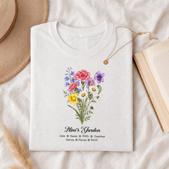 Jollimate Custom Name Shirt, Grandma's Garden Shirt, Grandkids Name Shirt, Gift For Nana Birthday