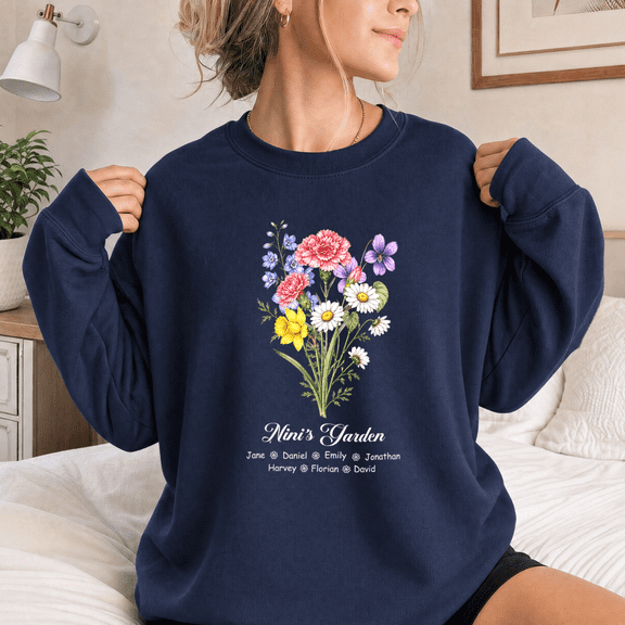 Jollimate Custom Name Sweatshirt, Grandma's Garden Sweatshirt, Family Sweatshirt, Gift For Grandma