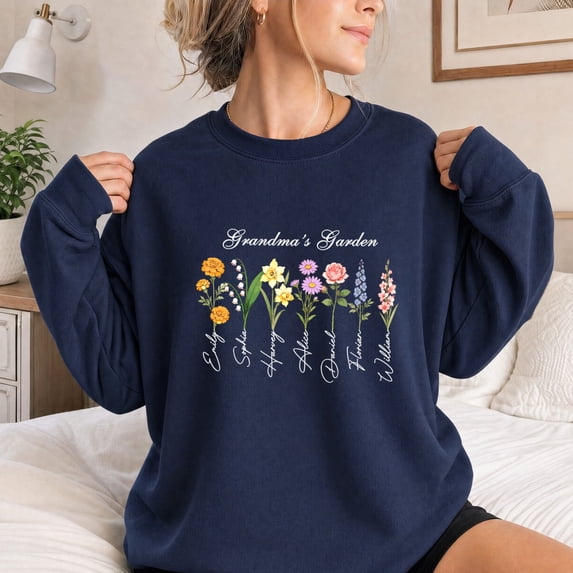 Jollimate Custom Name Sweatshirt, Grandma's Garden Sweatshirt, Mom's Garden Sweatshirt, Mom Birthday Gift
