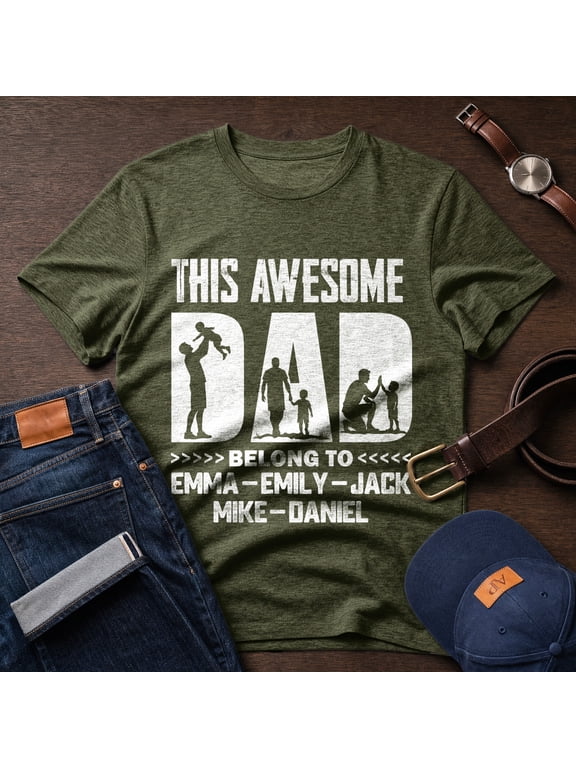 Custom Name T-Shirt, This Awesome Dad Shirt, Funny Dad Tee, Gift For Dad, New Dad Gift