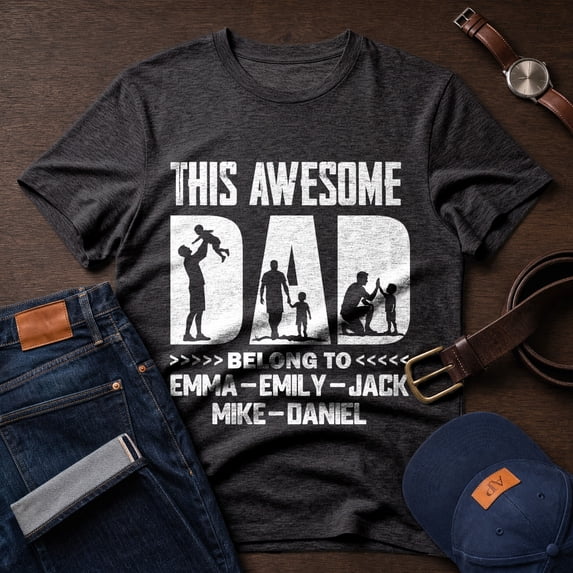Jollimate Custom Name T-Shirt, This Awesome Dad Shirt, Funny Dad Tee, Gift For Dad, New Dad Gift