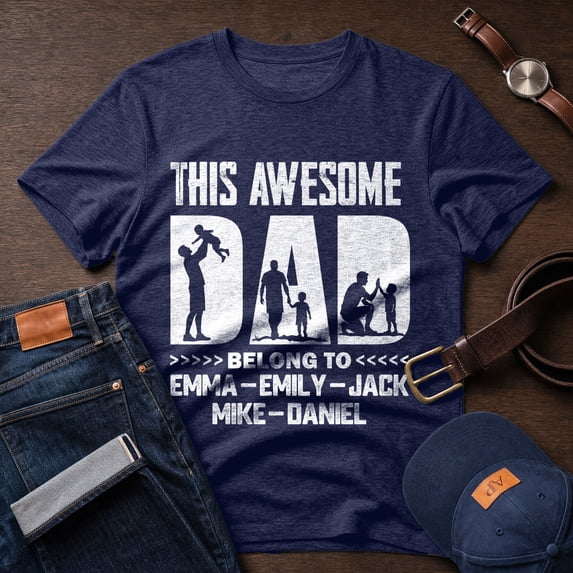 Jollimate Custom Name T-Shirt, This Awesome Dad Shirt, Funny Dad Tee, Gift For Dad, New Dad Gift