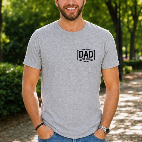 Jollimate Dad Est 2026 T-Shirt, Vintage New Dad Pocket Crest Graphic Tee, Father's Day Gift Shirt
