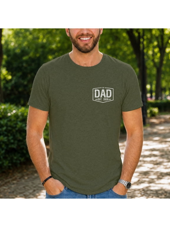 Dad Est 2026 T-Shirt, Vintage New Dad Pocket Crest Graphic Tee, Father's Day Gift Shirt