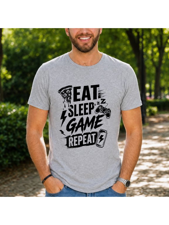 Eat Sleep Game Repeat T-Shirt, Funny Gaming T-shirt, Gamer Gift T-Shirt, Gaming Lifestyle
