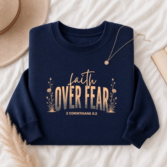 Jollimate Faith Over Fear Crewneck, Christian Sweatshirt Women, Christian Sweatshirt Gift