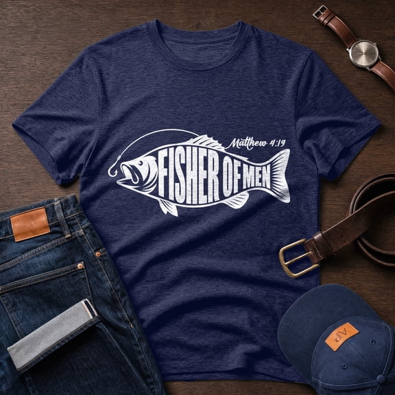 Jollimate Fisher Of Men Matthew 4:19 T-Shirt, Christian Fishing Graphic Tee, Men's Shirt